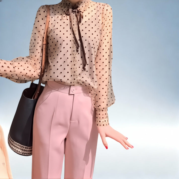 ARIANA — Camisa Clássica com Padrão de Bolas | Elegância Atemporal