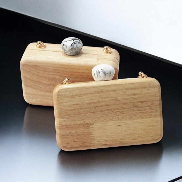 Elegant Solid Color Wooden Clutch