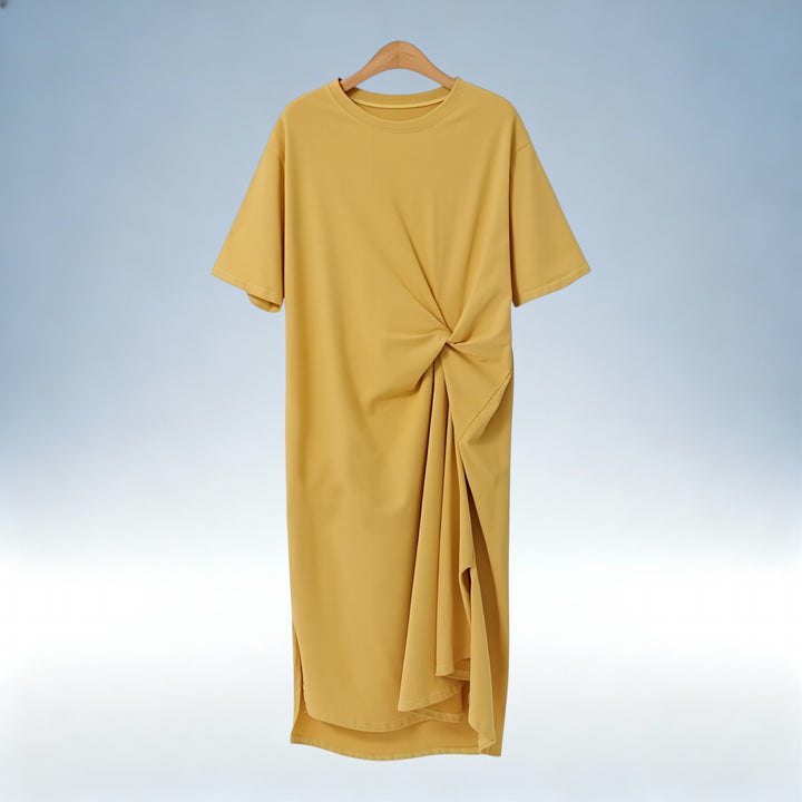 OLIVIA — Vestido Casual Comprido com Nó | Estilo Contemporâneo