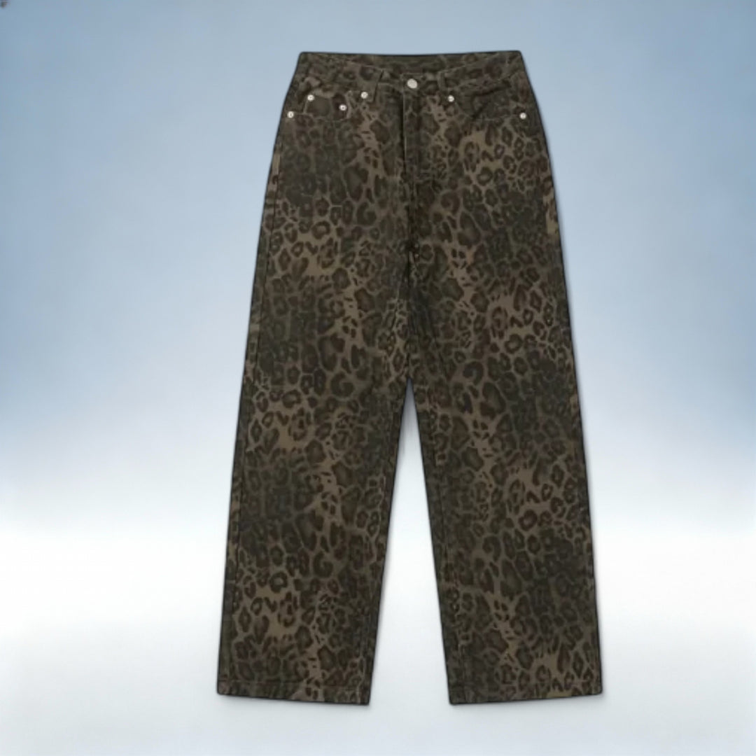 ZARA — Jeans Vintage Estampa Leopardo em Algodão Premium | Estilo Ousado