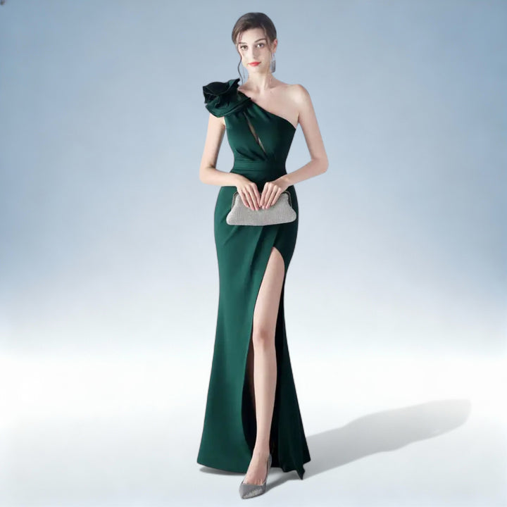 VALENTINA — Vestido de Festa com Flores Artesanais | Elegância Sofisticada