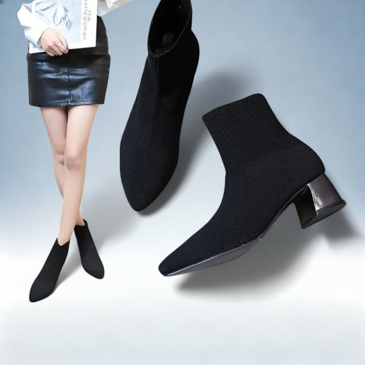 ANDREIA — Botins Lã Premium Salto Chunky | Elegância Invernal