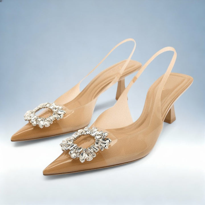 DANIELA — Sandálias de Salto Alto com Strass | Elegância Sofisticada