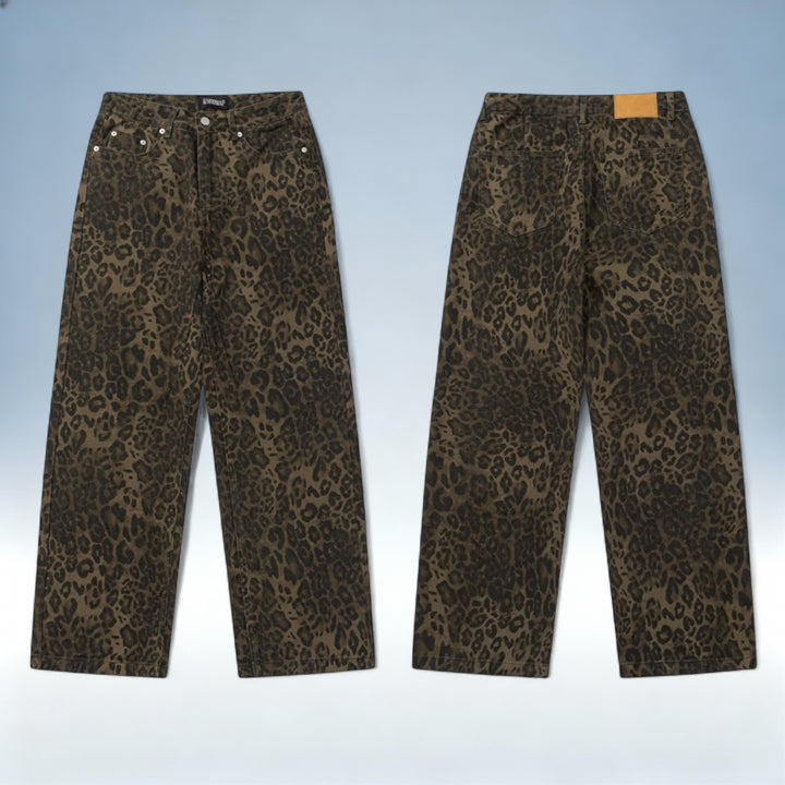 ZARA — Jeans Vintage Estampa Leopardo em Algodão Premium | Estilo Ousado