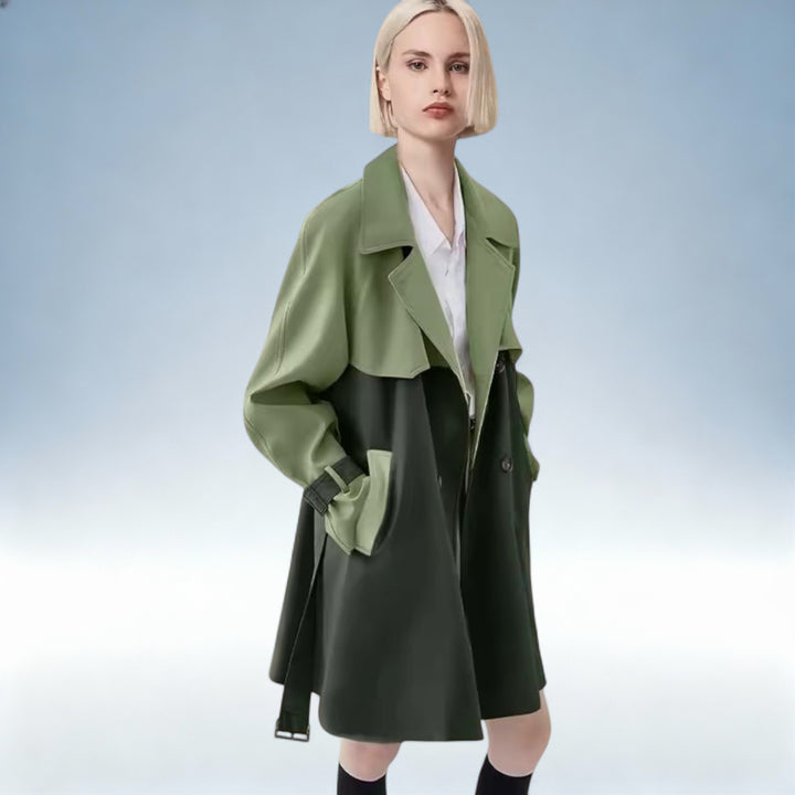 LISBON — Casaco Premium Mid-Length Color Block | Elegância Urbana