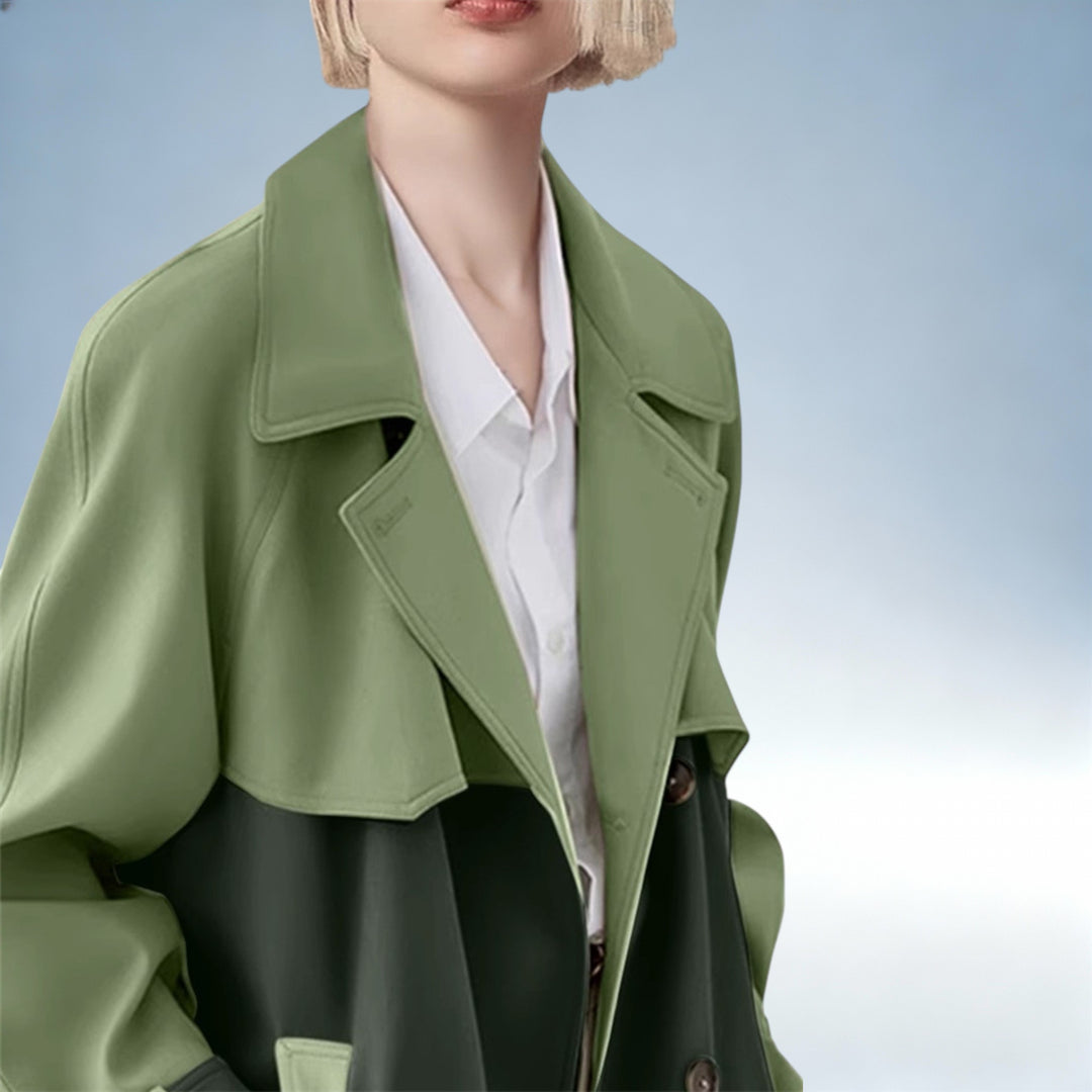 LISBON — Casaco Premium Mid-Length Color Block | Elegância Urbana