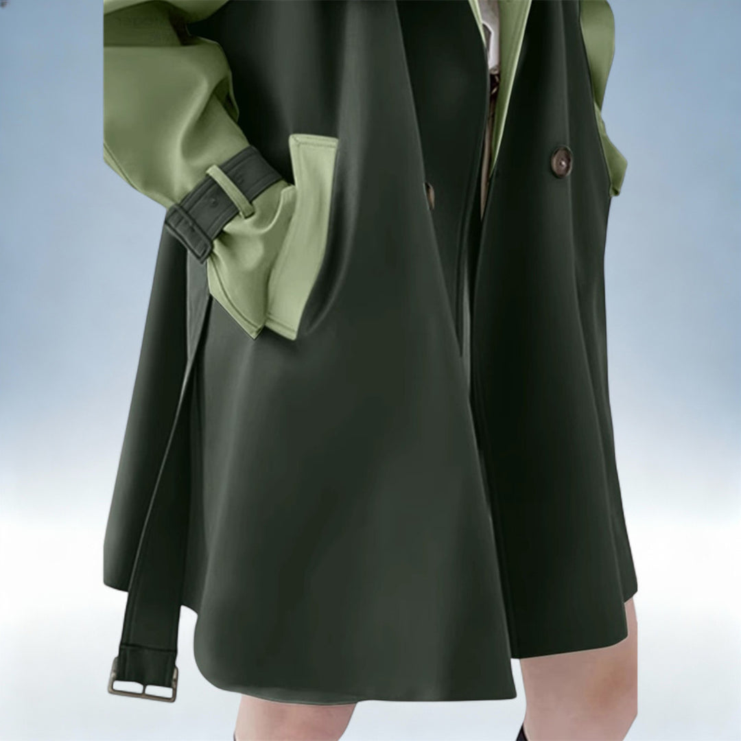 LISBON — Casaco Premium Mid-Length Color Block | Elegância Urbana