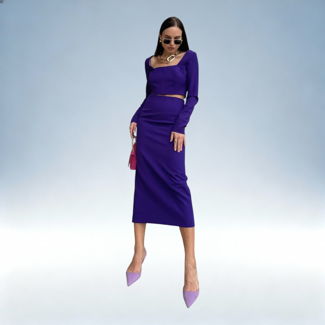 LAURA — Conjunto de Cor Sólida Design Exclusivo | Elegância Atemporal