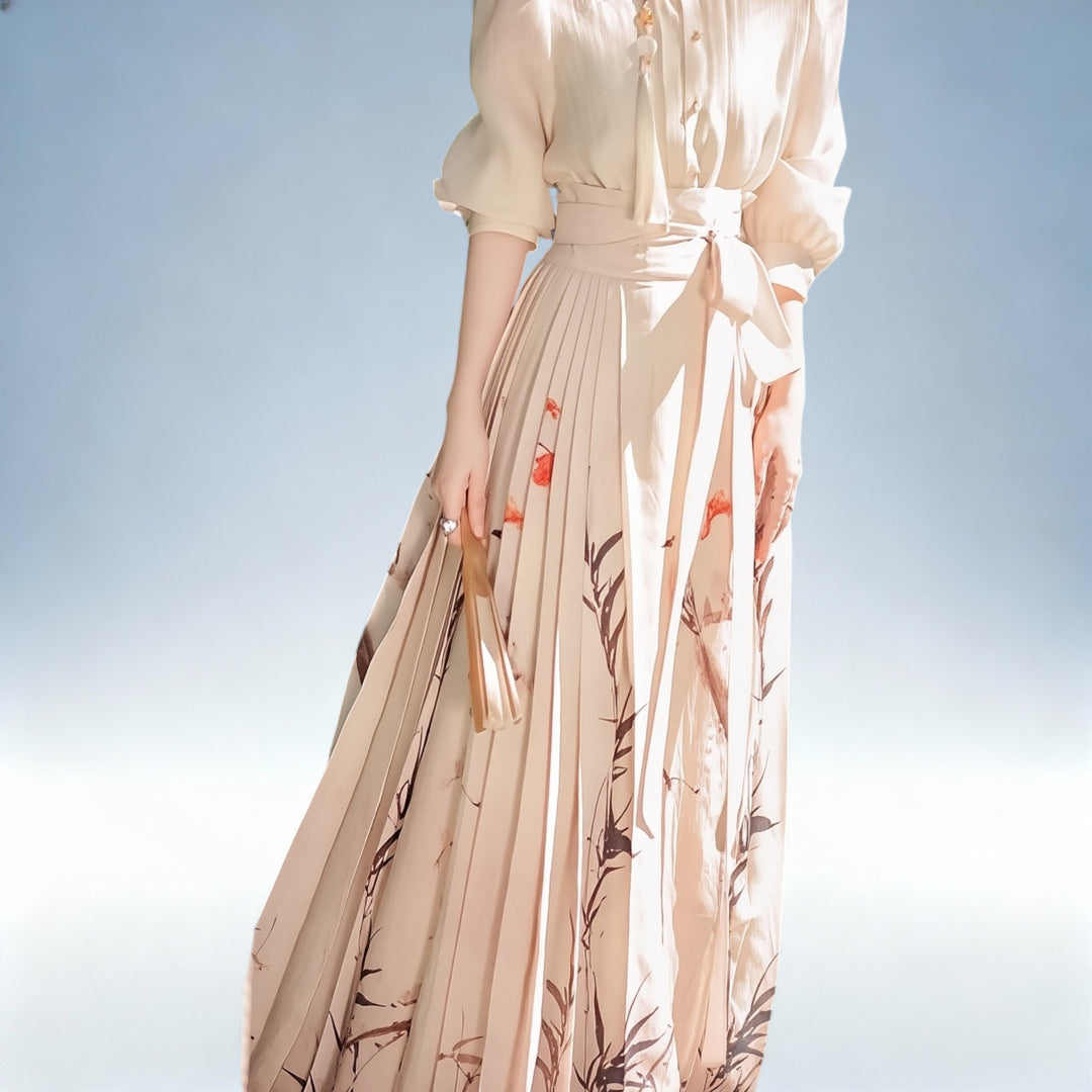 ISABELA — Conjunto Tencel com Padrão Floral | Elegância Clássica