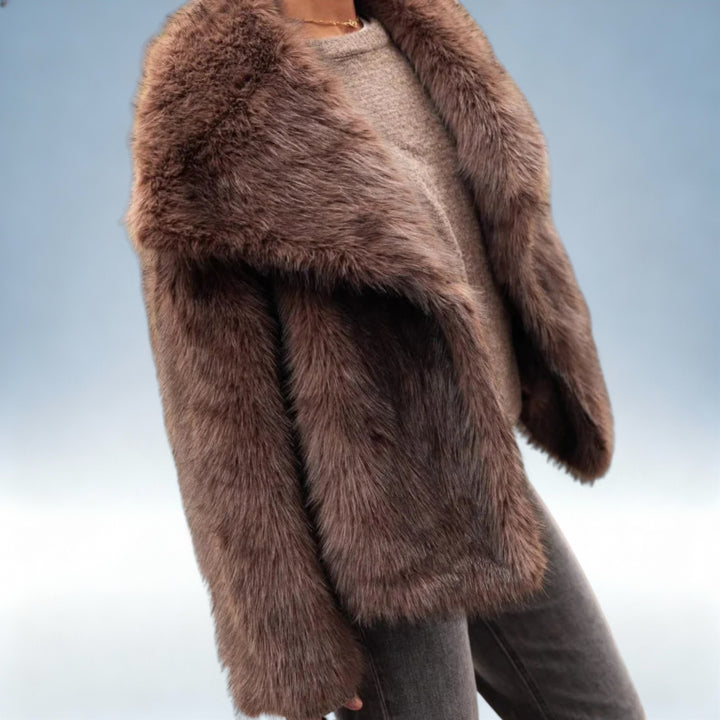 ELSA — Casaco Pele Sintética Premium em Tecido Luxuoso | Elegância Invernal